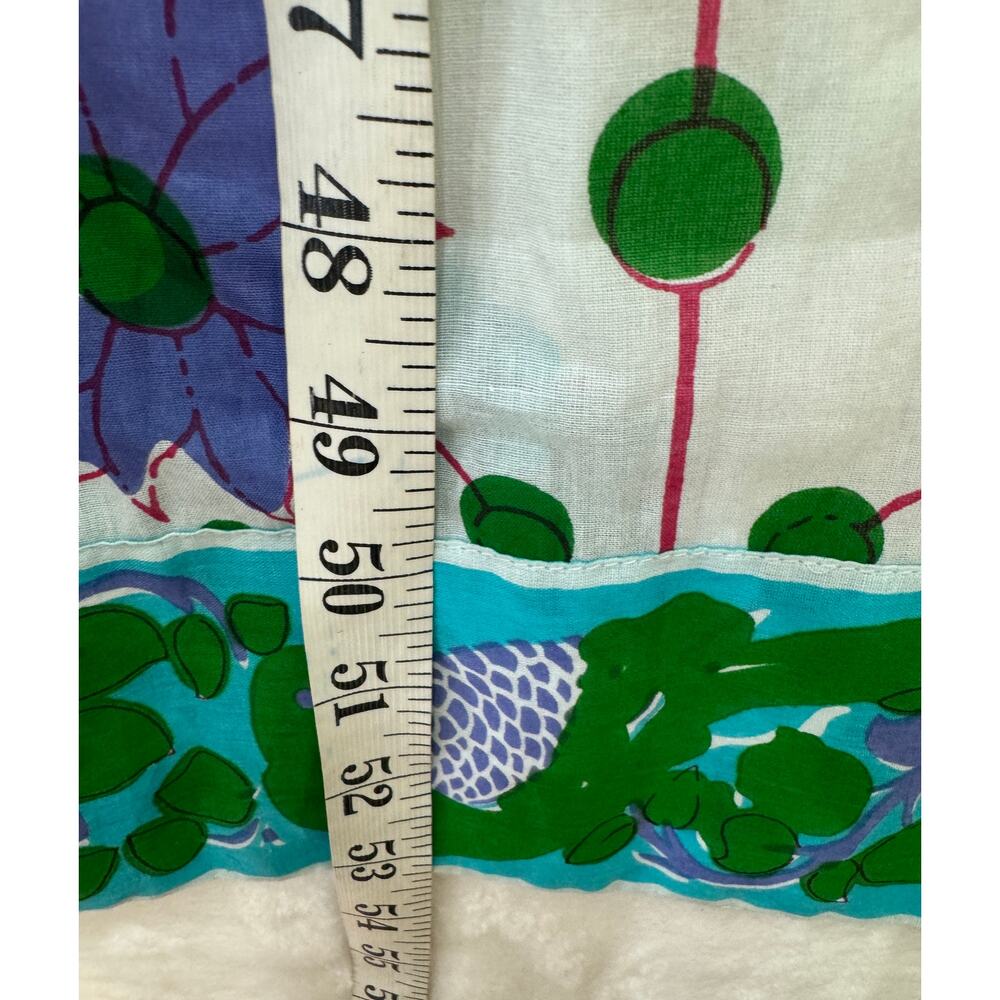 La Plage Maxi Dress Size M White Blue Purple Floral Print Tassel Tie Waist Boho - Picture 14 of 16